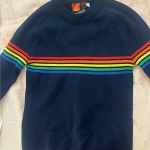 Vintage 70’s Intel Blue w/Rainbow Crewneck Sweater with Classic Style 100% wool